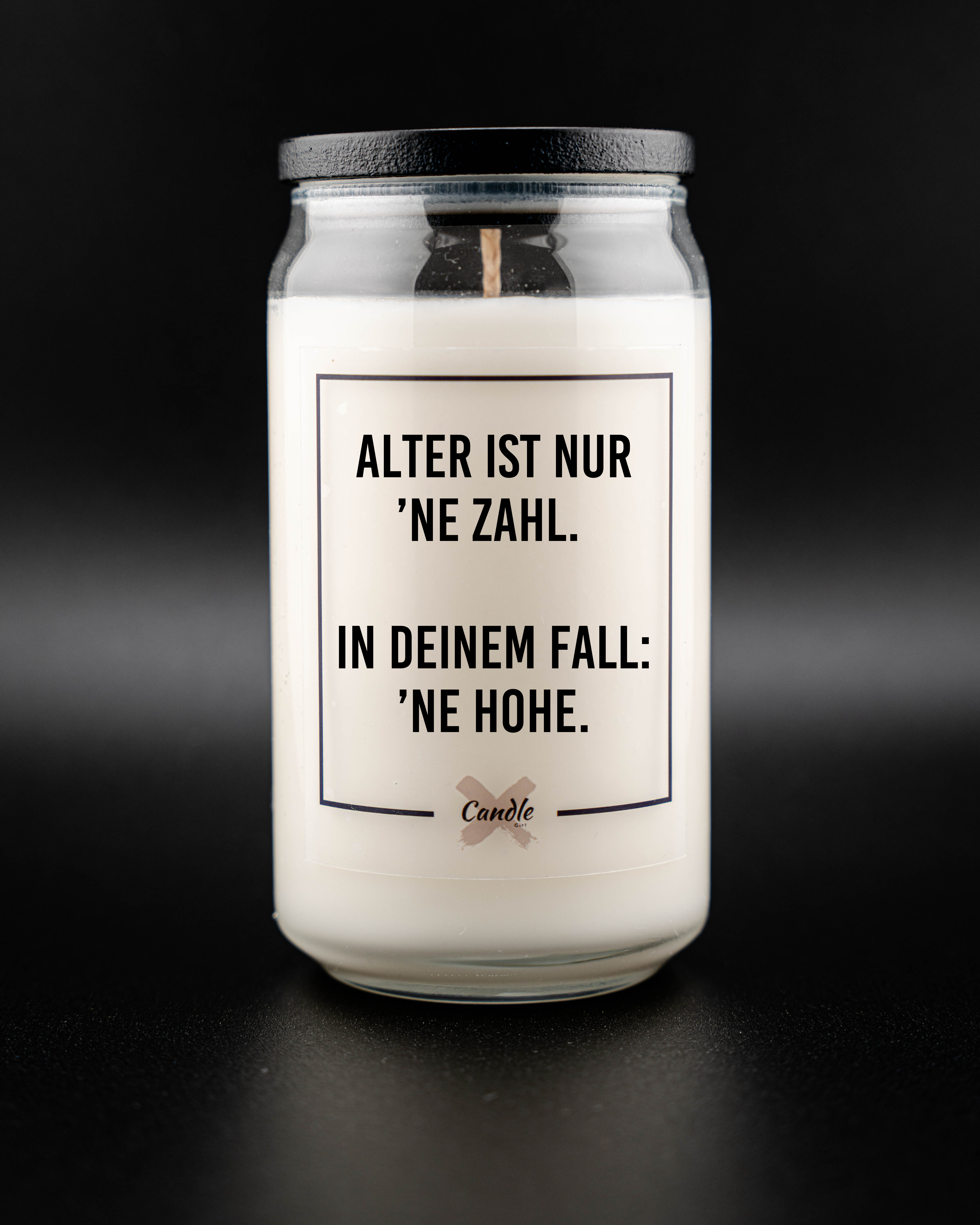Kerze mit Spruch | ALTER IST NUR 'NE ZAHL. IN DEINEM FALL 'NE HOHE