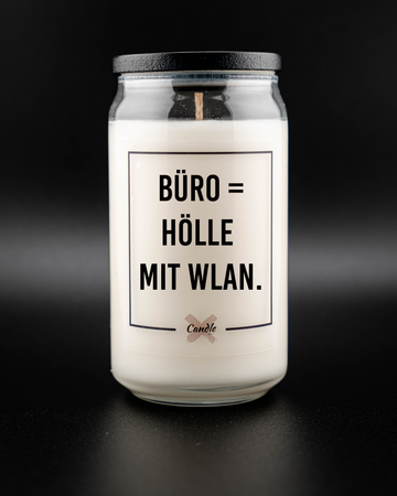 Kerze mit Spruch | BÜRO = HÖLLE MIT WLAN.