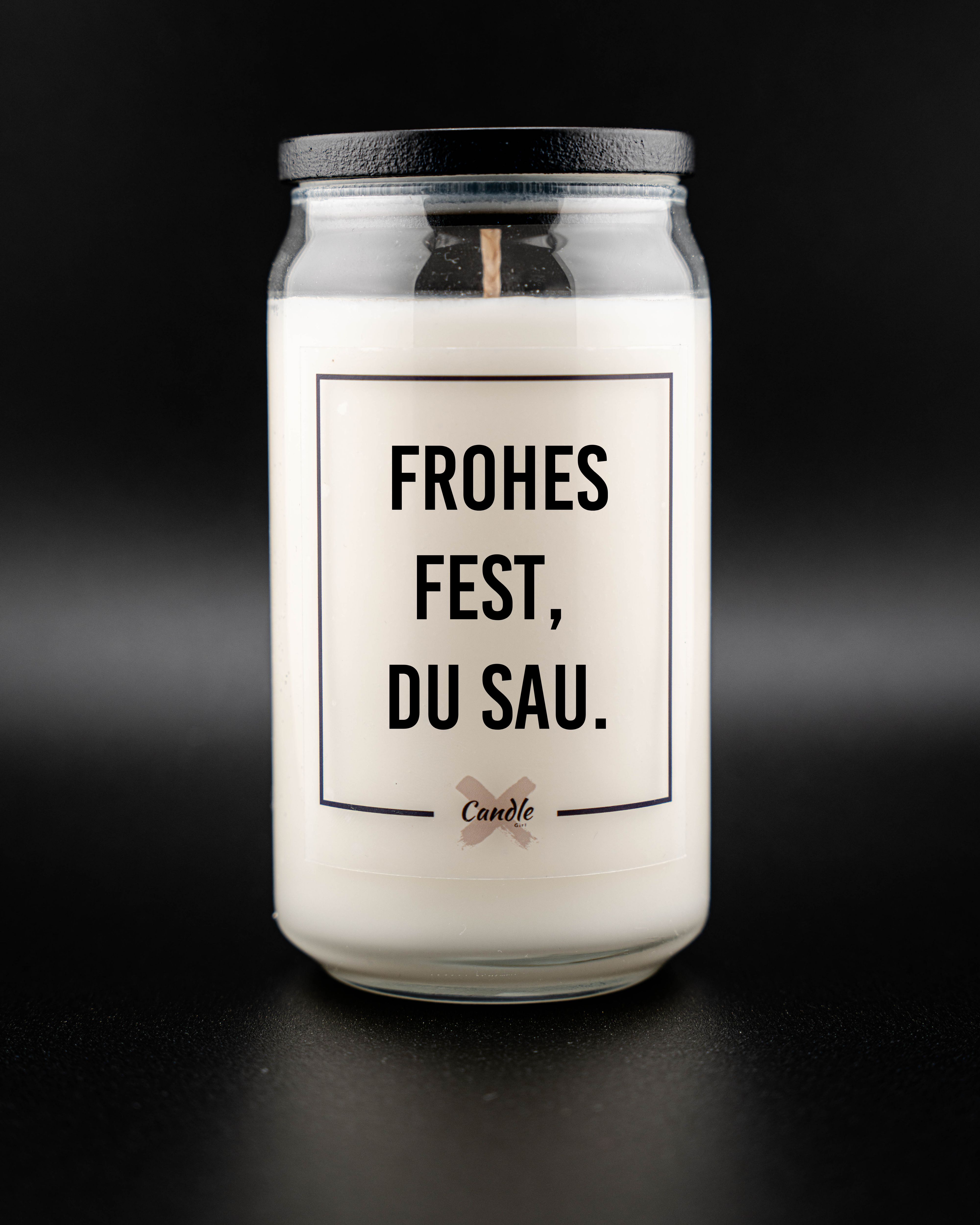 Kerze mit Spruch | FROHES FEST, DU SAU.