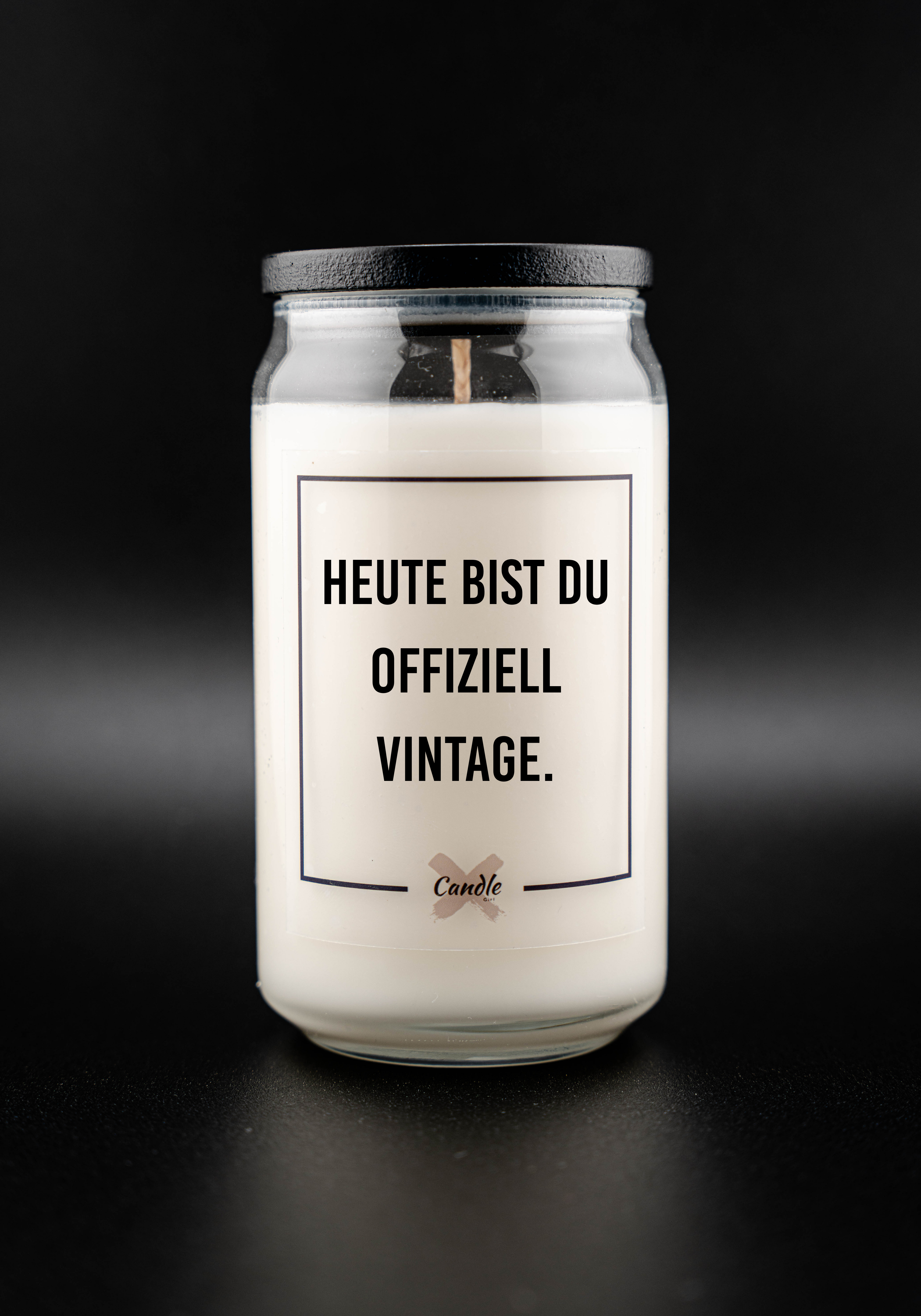 Kerze mit Spruch | HEUTE BIST DU OFFIZIELL VINTAGE