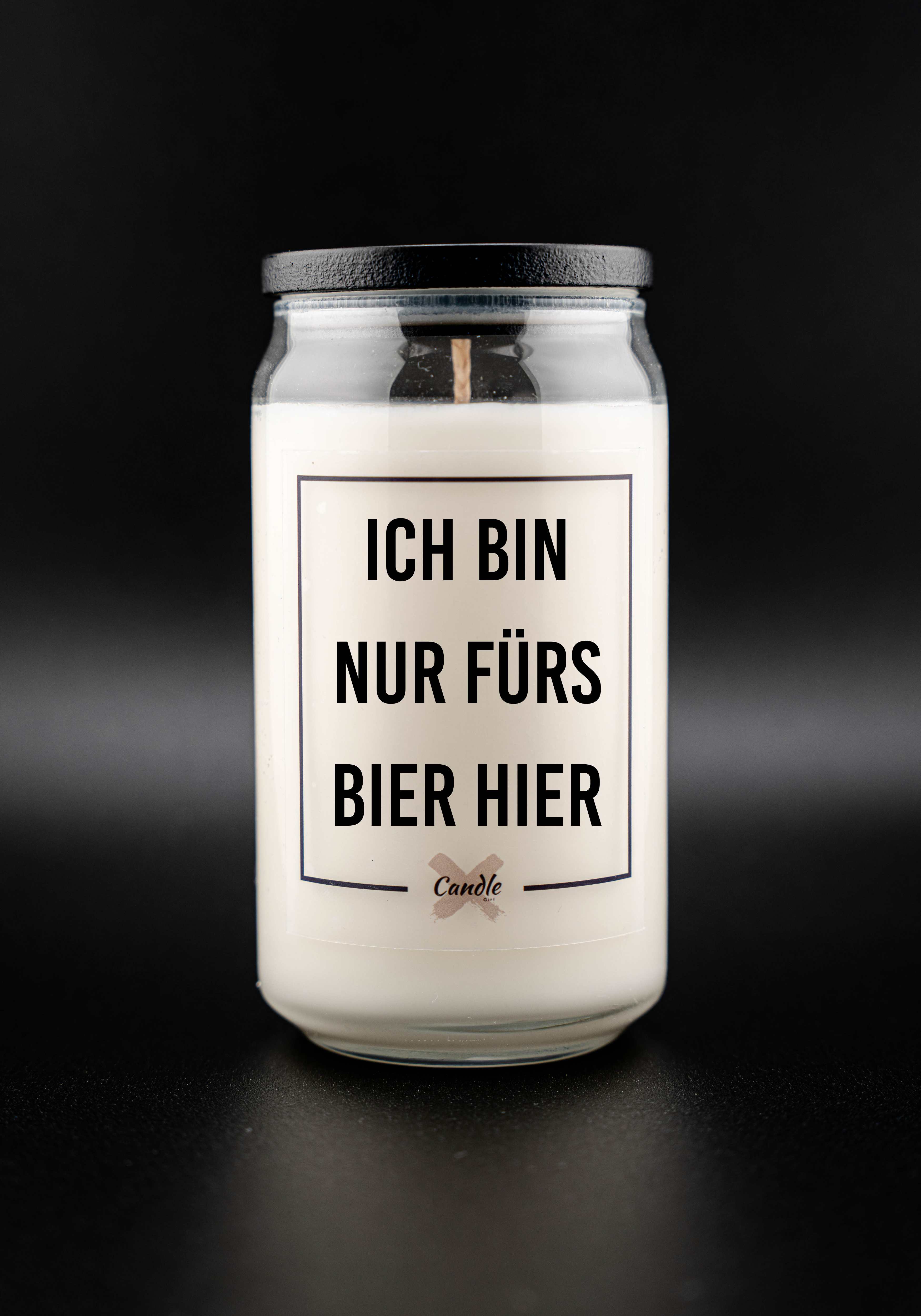Kerze mit Spruch | ICH BIN NUR FÜRS BIER HIER