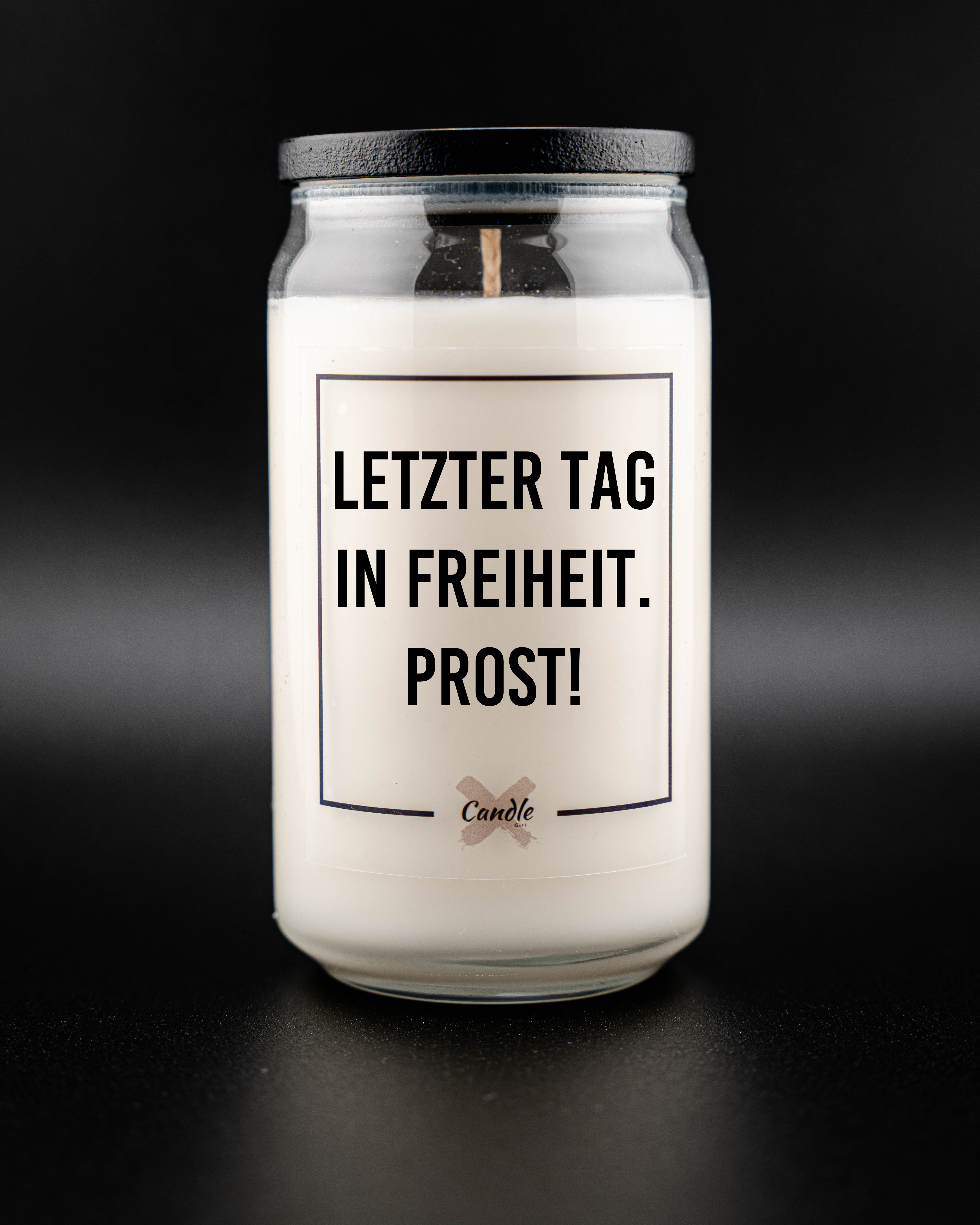 Kerze mit Spruch | LETZTER TAG IN FREIHEIT. PROST!