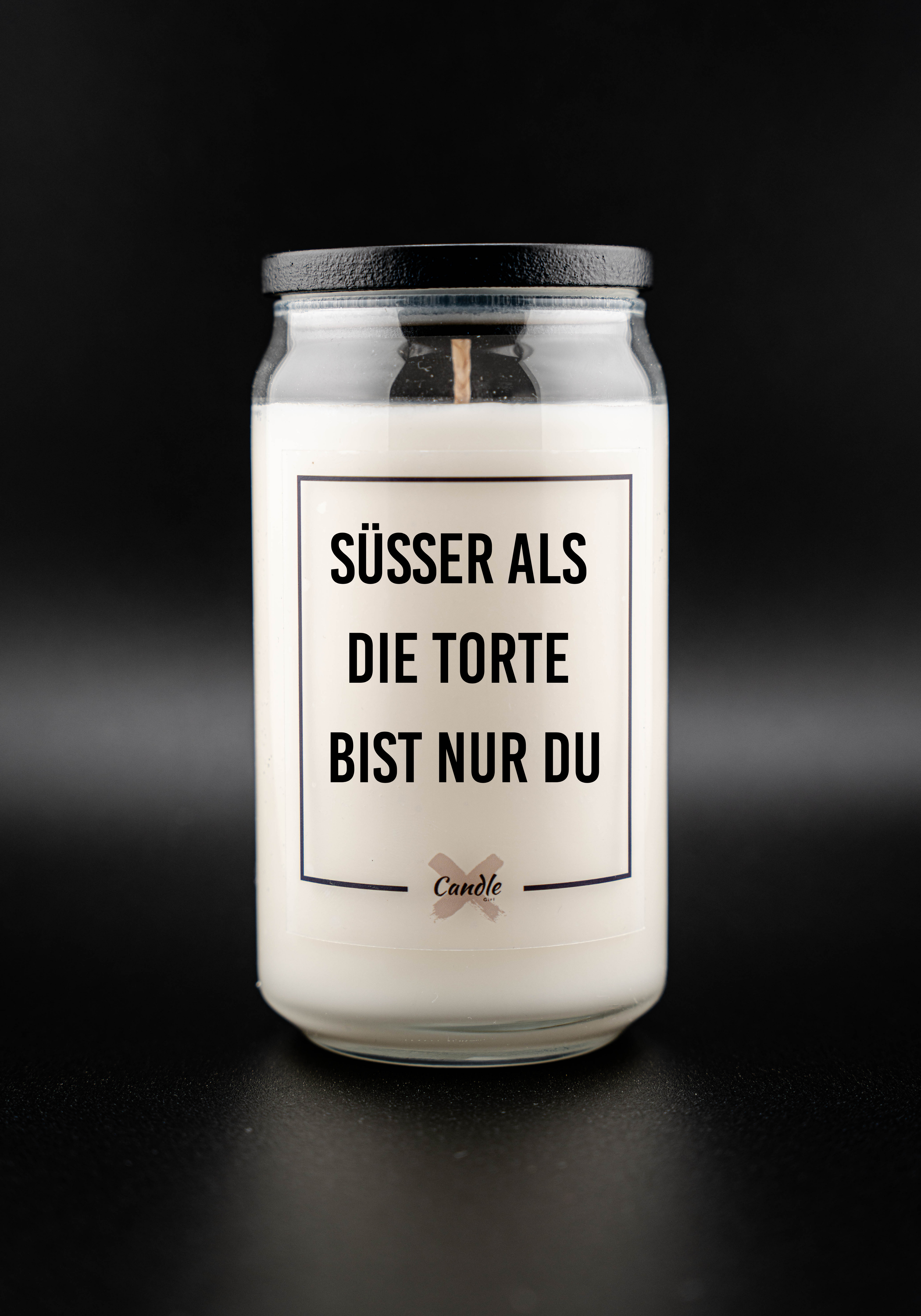 Kerze mit Spruch | SÜSSER ALS DIE TORTE BIST NUR DU