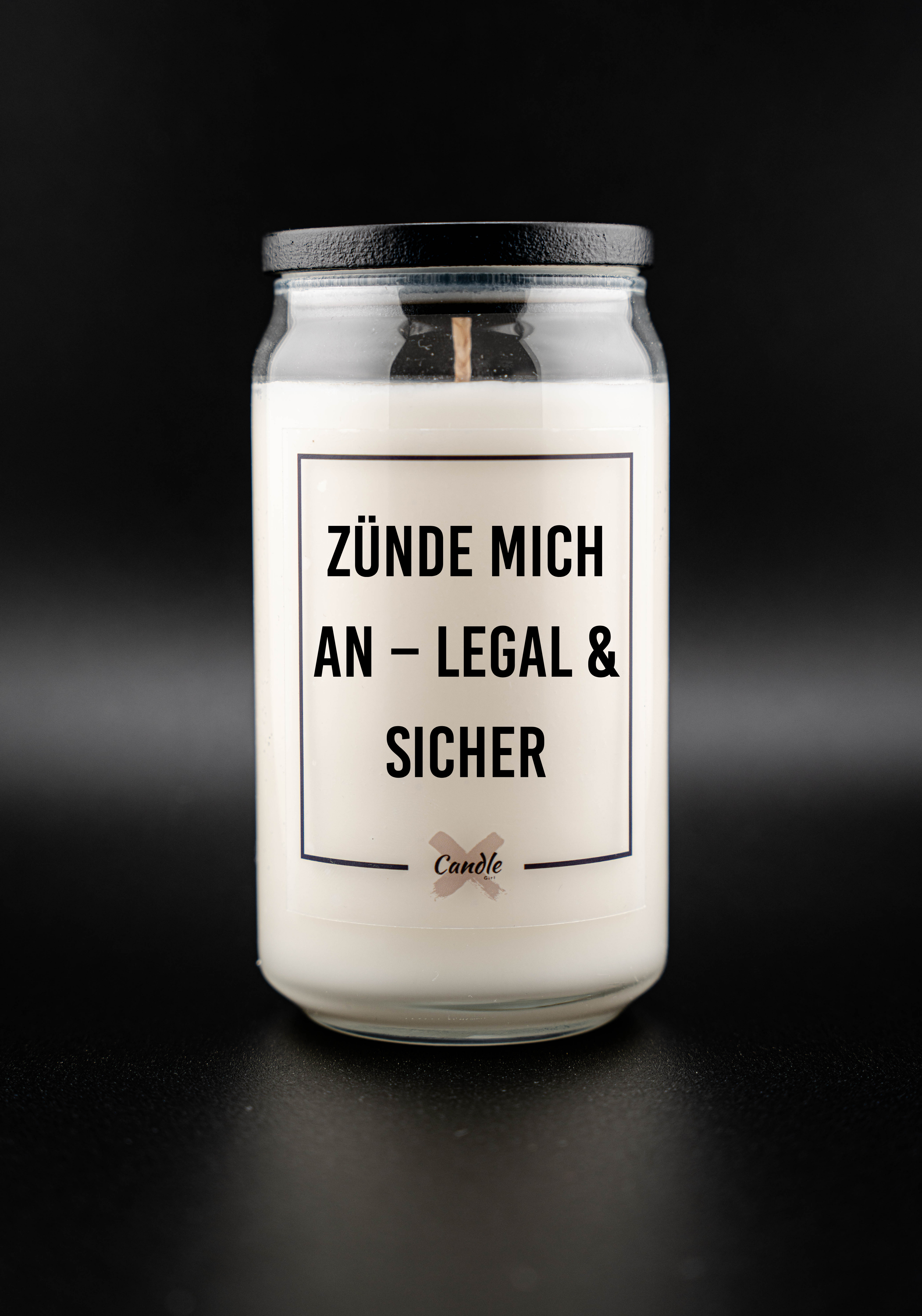 Kerze mit Spruch | ZÜNDE MICH AN – LEGAL & SICHER